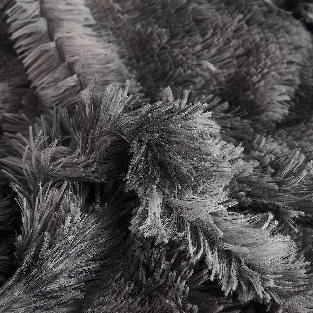 Shaggy Fluffy Faux Fur Duvet Cover Set Button Closure Velvety Bedding Set - Picture 12 of 16